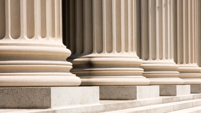 Old stone pillars bank