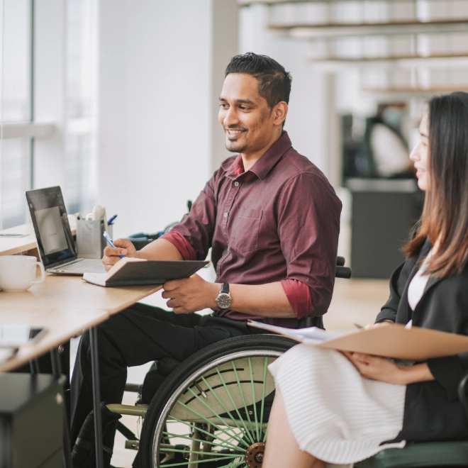 disabled man meeting woman