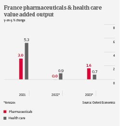 France pharmaceuticals and health care value added output